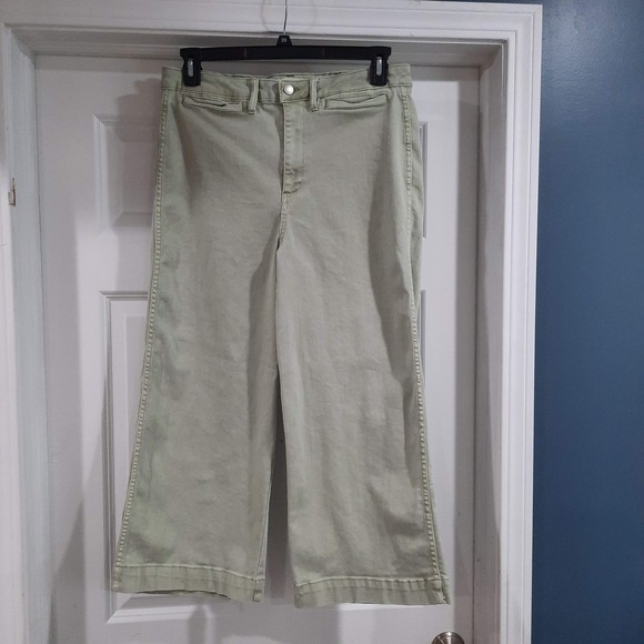 Oat New York Denim - OAT New York‎ Jeans Womens 10/30 Green High Rise Wide Leg Crop Casual